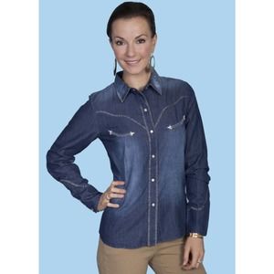 Scully Dark Blue Denim Button-Down Shirt